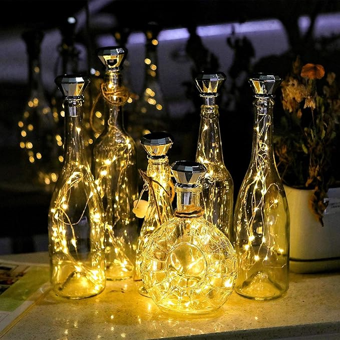 Solar Cork Lights 8-Pack, 20 LED Wine Bottle