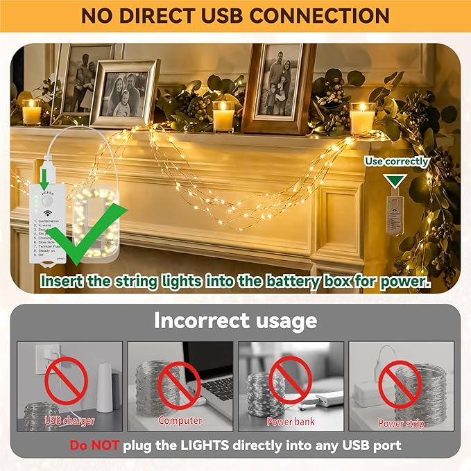 Christmas Yard String Lights, 16ft 50 LED Waterproof