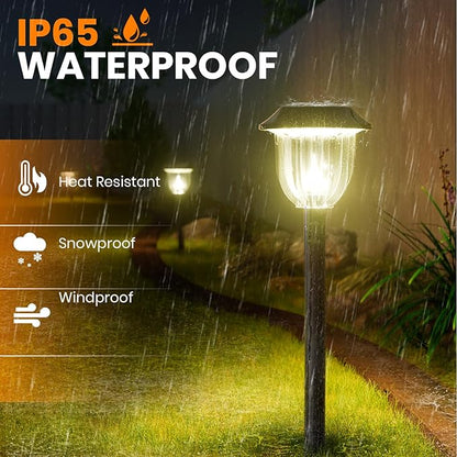 AOSEA Solar Outdoor Lights, IP 65 Waterproof Solar Powered Driveway Lights, Auto On/Off Path Landscape Lighting for Yard, Patio, Landscape, Pathway, Warm White(2 Pack)
