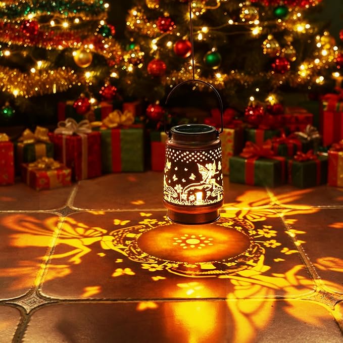 Homemory Solar Lanterns Outdoor Waterproof Fairy Lights Garden Decor, Birthday Gifts for Women Mom Grandma, LED Hanging Solar Lights for Yard, Patio, Backyard, Porch, Lawn