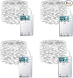 4-Pack 16ft Christmas LED String Lights, Waterproof Timer Lights