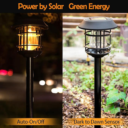 Solar Pathway Lights 8PK - Outdoor Garden Yard Landscape Lights, Waterproof Auto-on/Off for Lawn, Patio, Walkway - Warm Light (Black)