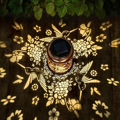 2 Pack Hummingbird Solar Lanterns Outdoor, Hummingbird Gifts for Women Mom Wife Waterproof Solar Lanterns Decorative Hanging Lantern Outdoor for Patio Porch Garden Decor