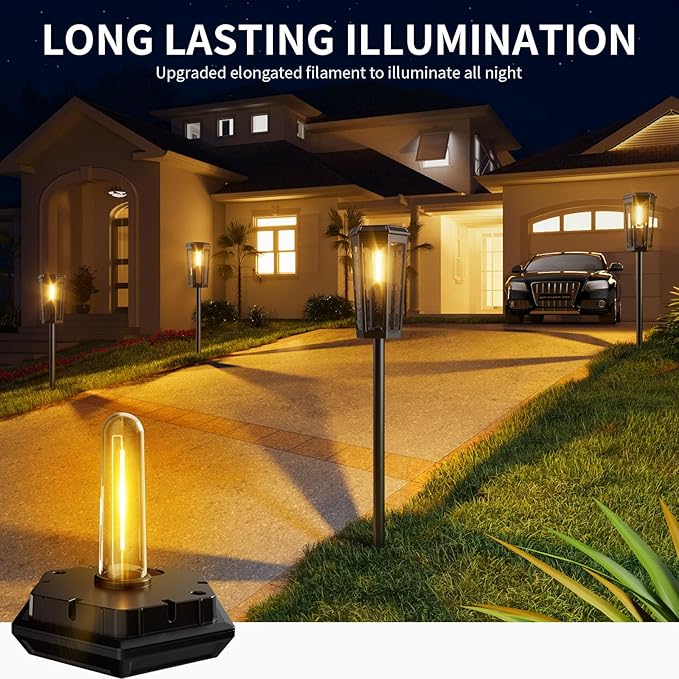 6-Pack Solar Path Lights, Outdoor Driveway LED