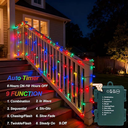 50 LED Christmas Twinkle Lights, 16ft Waterproof for Backyard