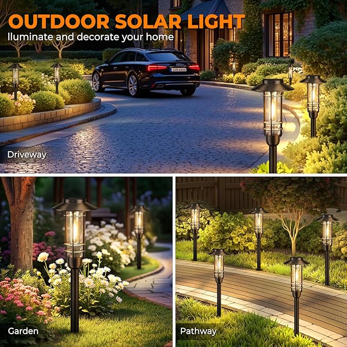 4-Pack Solar Landscape Lights for Walkway