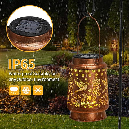 Hummingbird Solar Lanterns Outdoor Waterproof Garden Decor Christmas Gifts for Women Mom Birthday Gifts Ideas Metal Bird Decorative LED for Patio Pathway Landscape Walkway Terrace Balcony Lawn Yard