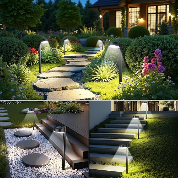 Cool White Solar Pathway Lights 4-Pack, Driveway LED