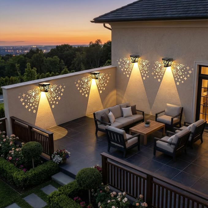 2-Pack Warm White Solar Patio Lights, Outdoor LED