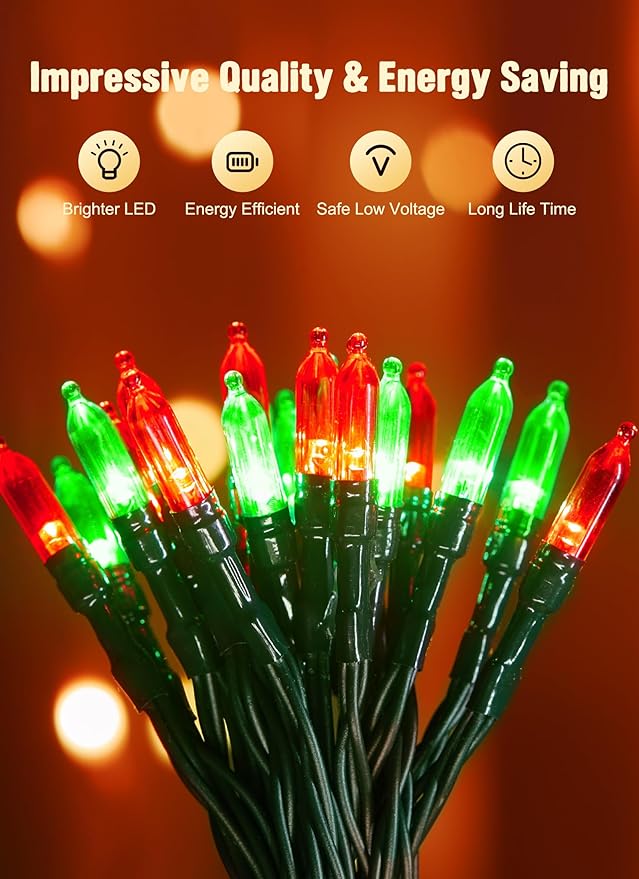 Christmas String Lights, 8ft 20 LED Waterproof Twinkle Lights