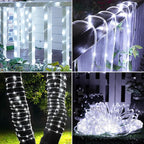 Solar Rope Lights Outdoor, 66ft 200 LED 8-Mode Waterproof String Tube Light for Garden & Patio, White