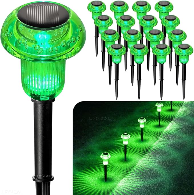 St. Patrick's Day Solar Lights Outdoor 8 Pack Green Solar Pathway Lights Outdoor Mushroom LED Waterproof Lighting Stake for Outside, Yard, Path, Garden, Lawn, Patio, Landscape Decorations