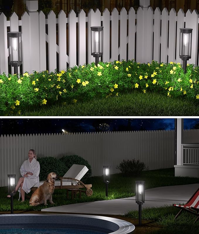 12 Pack Solar Pathway Lights Outdoor,Super Brightness IP65 Waterproof Auto On/Off Solar Path Lights, Garden Solar Powered Landscape Lighting for Outside Yard Garden Driveway Walkway Decor