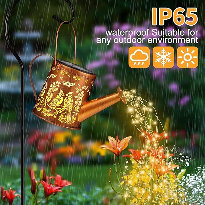 Solar Watering Can Light, Solar Powered Hanging Lantern Landscape Lights, Decorative Garden for Yard Waterproof Garden Decor, Gifts for Mom, Grandma（Cardinal）