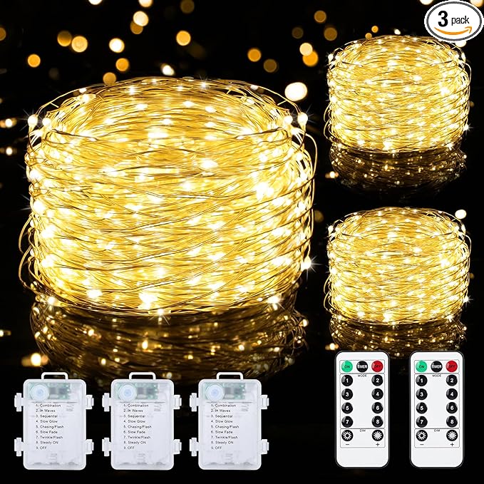 3-Pack Porch String Lights, 33ft Weatherproof LED