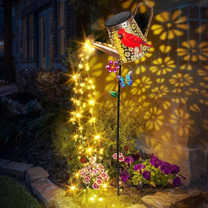 Solar Watering Can with Lights Outdoor Garden, 41in Large Red Cardinal Garden Stake Lights, Waterproof Decoration for Yard Lawn Pathway, Gifts for Mom Grandma Women Birthday Gardening Gift