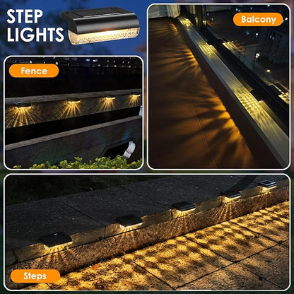 Mancra Solar Step Lights Outdoor, Solar Deck Lights Waterproof Outdoor Lighting for Patio Fence Stairs Post Railing Yard and Garden (Warm White, 16 Pack)