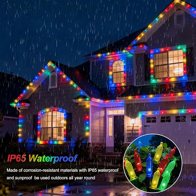 50 LED Christmas Twinkle Lights, 16ft Waterproof for Backyard