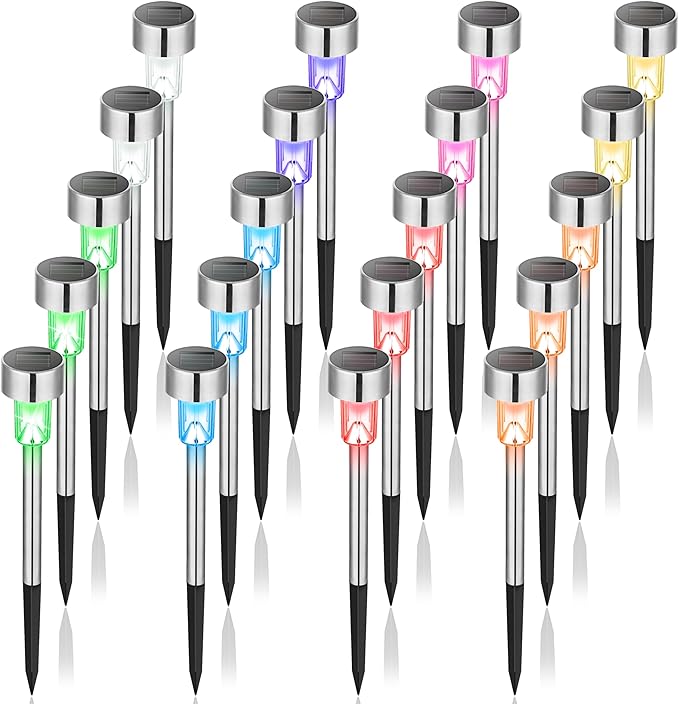 20-Pack Solar Pathway Lights, Waterproof LED Yard Lights