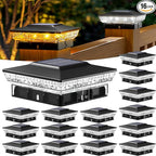 Solar Post Cap Lights 16-Pack, 2-Mode Waterproof LED