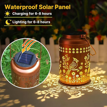 Cardinal Solar Lanterns Outdoor Waterproof Garden Decor,Birthday Gifts for Women Men Mom Grandma Cardinal Hanging Solar Lights Metal Bird Decorative Lantern for Yard, Patio, Lawn,Pathway, Landscape