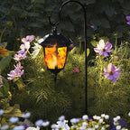 2-Pack Hanging Solar Porch Lanterns, Rustic Waterproof LED