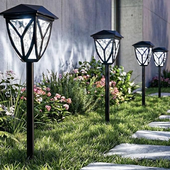 Ensenior Solar Lights Outdoor, 6500K LED Solar Garden Lights for Pathway Yard Patio Walkway Planter Walkway Landscape Lighting, IP65 Waterproof, Energy-Efficient Landscape Lighting, 12-Pack