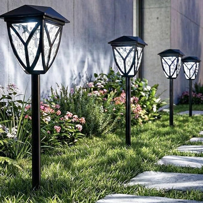 Ensenior Solar Lights Outdoor, 6500K LED Solar Garden Lights for Pathway Yard Patio Walkway Planter Walkway Landscape Lighting, IP65 Waterproof, Energy-Efficient Landscape Lighting, 6-Pack