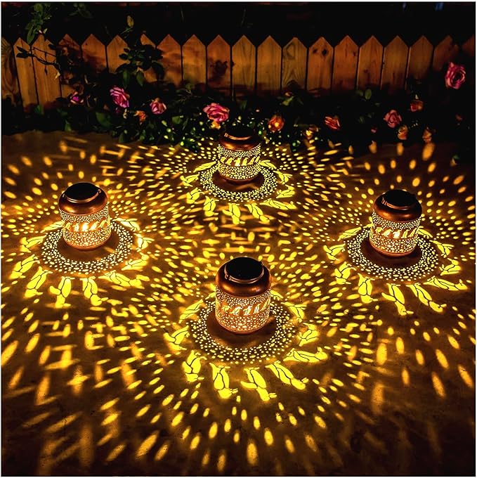 Garden Solar Hanging Lanterns, Metal Yard Decor