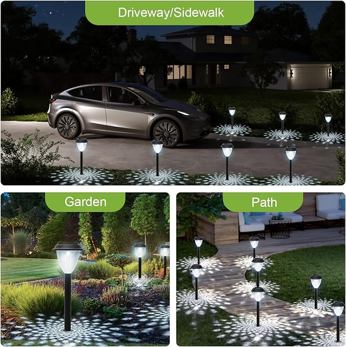 16-Pack Solar Path Lights, Outdoor Yard LED
