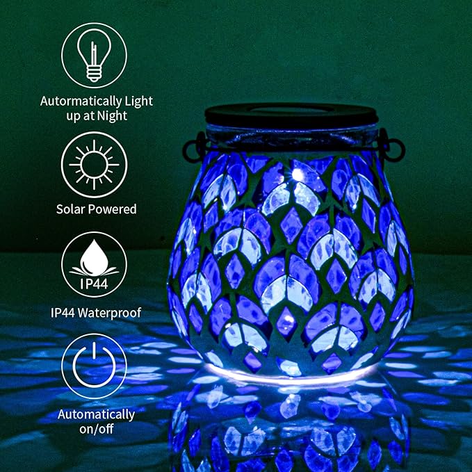 Mosaic Solar Lantern Set, Classic Porch Lighting