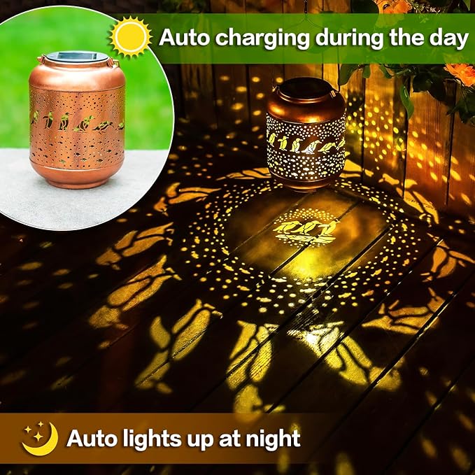 Garden Solar Hanging Lanterns, Metal Yard Decor