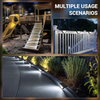 6-Pack Cold White Modern Solar Deck Lights, Outdoor LED