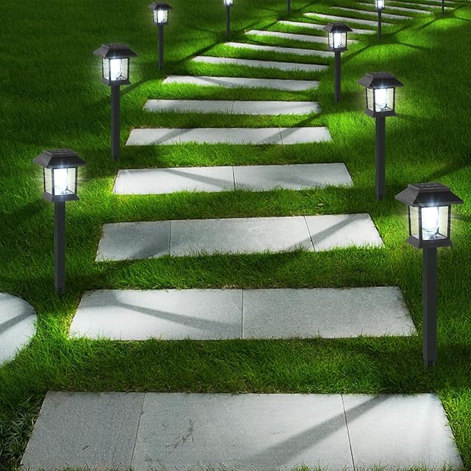 12-Pack Solar Pathway Lights, Waterproof LED Walkway Lights