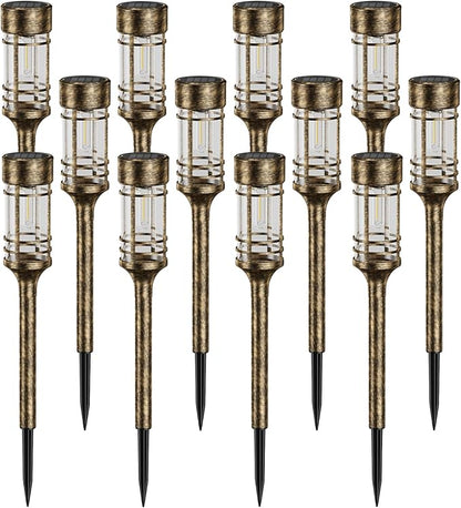 LETMY 12 Pack Brown Solar Pathway Lights Outdoor, Bright Solar Lights Outdoor Waterproof IP65, Solar Garden Lights Outdoor for Yard Walkway Driveway Landscape Garden Decor (Bronze)