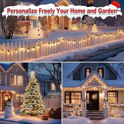 60Ft C9 Led Christmas Pathway Lights Outdoor, 40 Warm White Bulbs Waterproof Connectable Extra Long Christmas Walkway Lights for Large Driveway, Yard, Lawn