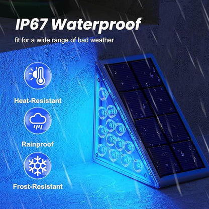 NIORSUN Solar Step Lights,16 Pack Blue LED Outdoor Step Lights, Stair Lights Outdoor for Patio, Fence, Yard, Walkway, Solar Powered Auto On/Off, IP67 Waterproof, Easy Install