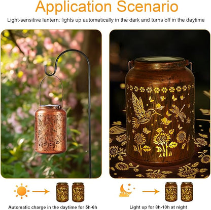 Chrismas Gifts, Hummingbird Solar Lantern Outdoor, Solar Light Outdoor Waterproof LED Decorative Garden for Lawn, Landscape, Patio, Porch Hanging Lantern Hummingbird Gifts for Women, Mom, Grandma