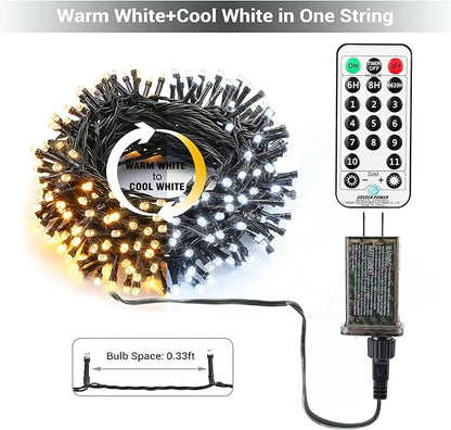 Christmas Patio String Lights, 67ft 200 LED Waterproof