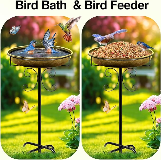 Metal Bird Bath, Vintage Outdoor Birdfeeder
