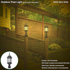 Black Lamp Post Light with Planter, Solar Outdoor