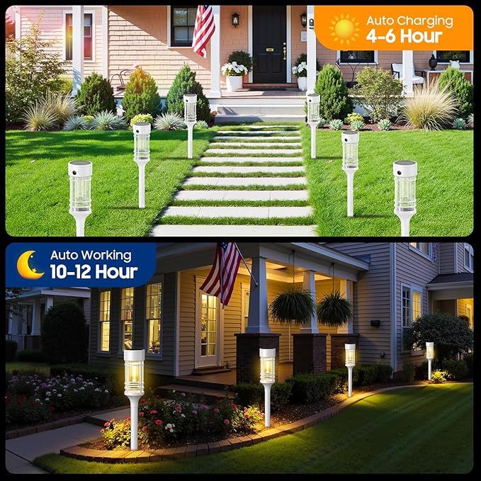 LETMY Solar Pathway Lights Outdoor, 4 Pack Solar Lights Outdoor Waterproof IP65, Bright Garden Light for Yard Walkway Driveway Landscape Garden Decor（White）