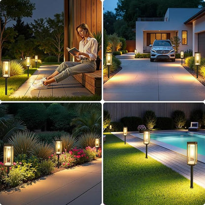 WdtPro Bright Solar Pathway Lights Outdoor, 8 Pack Solar Powered Garden Lights Waterproof, Auto On/Off, Up to 15 Hrs Outdoor Light for Pathway Yard Walkway Driveway Patio Decor Landscape