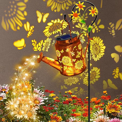 Solar Watering Can with Lights, Birthday Gifts for Mom Women Mother's Day, Outdoor Garden Decor Sunflower Solar Garden Lights for Outdoor Pathway Yard Lawn Patio, Waterproof Gardening Decorations
