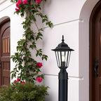 Black Pole Lantern with Planter, Solar Outdoor