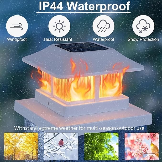2-Pack Solar Post Cap Lights, White Waterproof