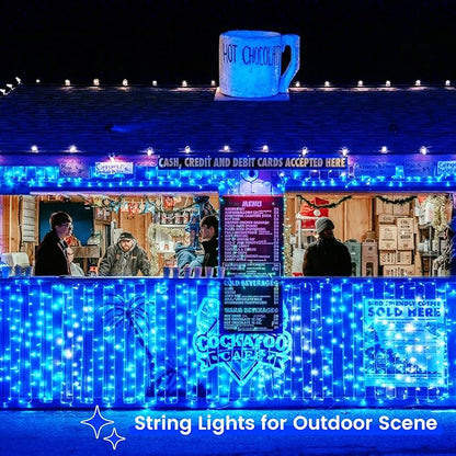 2 Pack Christmas String Lights Battery Operated with Timer, 66FT 200 LED Waterproof Twinkle Lights, 8 Modes Fairy Light for Indoor and Outdoor Bedroom Garland Tree Christmas Decorations (Blue)