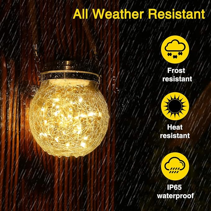 Solar Backyard Lanterns 4-Pack, Outdoor Hanging LED Decor