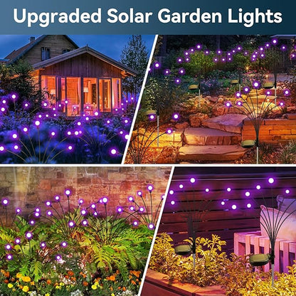 Solar Garden Lights Outdoor Waterproof, 2 Pack 16 LED Swaying Light Firefly Light Outdoor Decor Lights for Pathway Party Christmas Decoration, Unique Gifts for Women, Purple