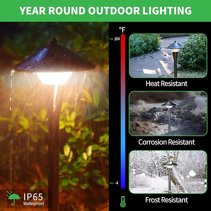Low Voltage Landscape Sidewalk Lighting - 5 Color Temperature Led Pathway Lights Wired, 12v Walkway Light IP65 Waterproof, Oil Rubbed Bronze Aluminum 5W 200LM for Backyard Garden (4 Pack)